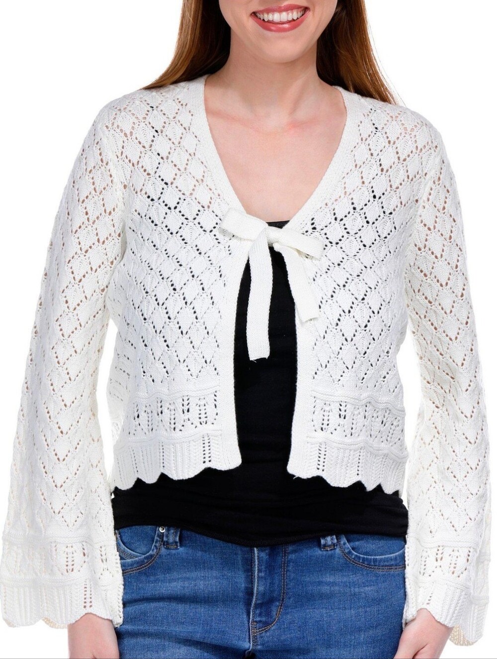 LONG SLEEVE TIE CARDIGAN" BY "G GREIGE"